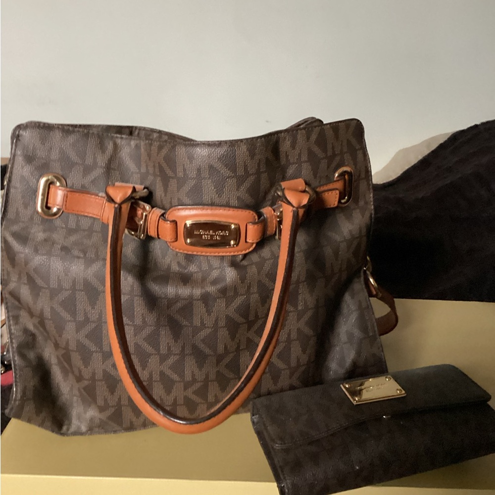 Michael Kors Dark Brown and Tan Tote